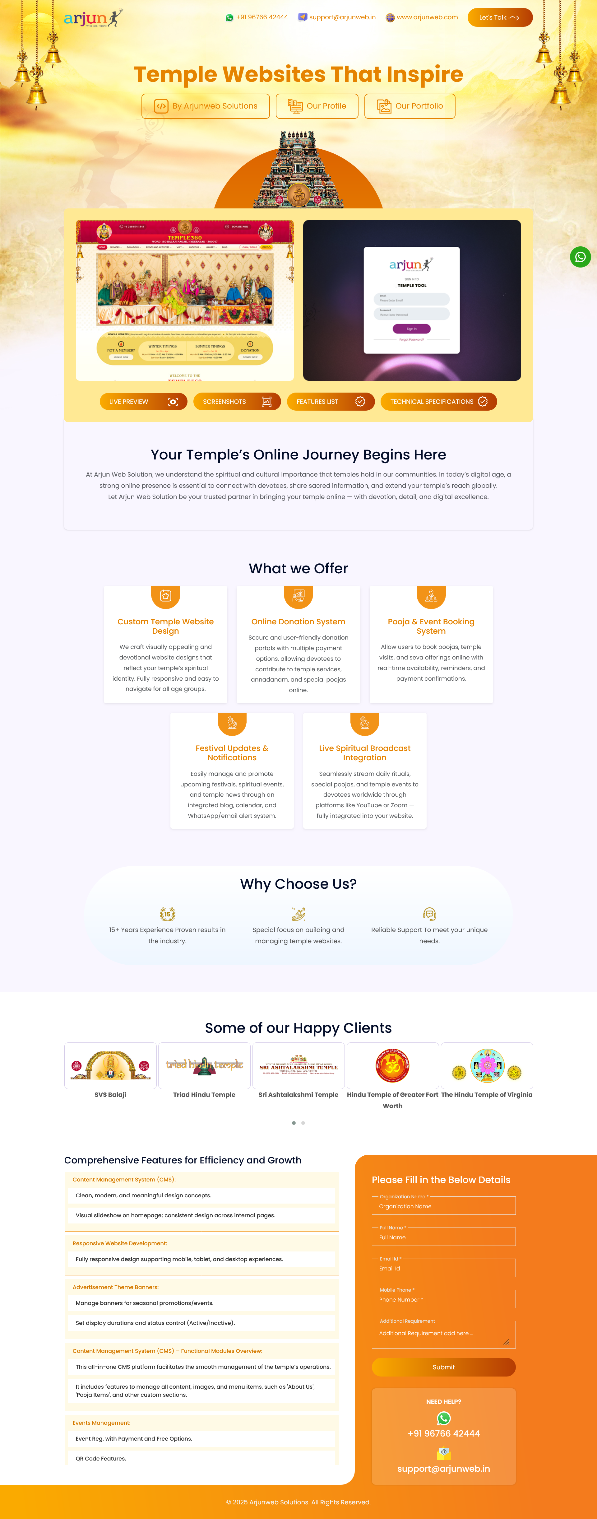 Smart Website for Temple 